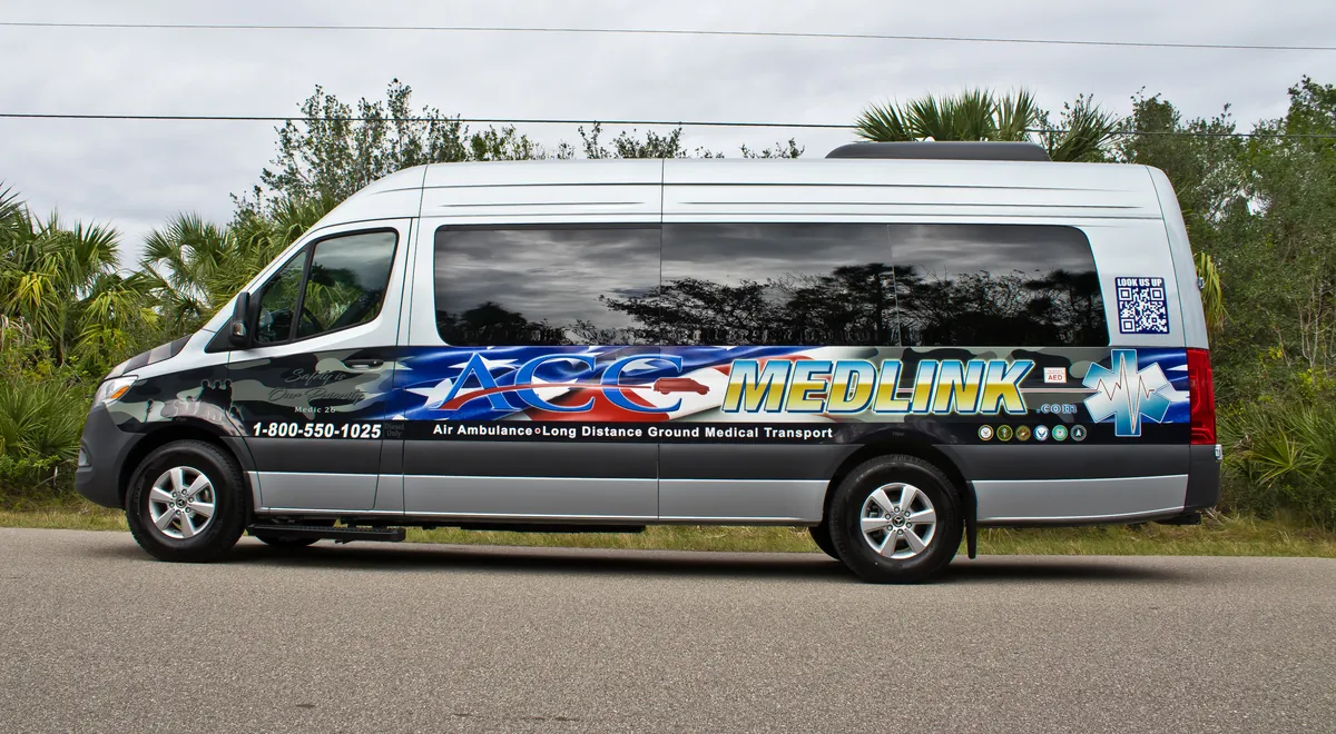 ACC Medlink Mercedes Sprinter Medic 26 in the flag-and-camo ACC MEDLINK wrap