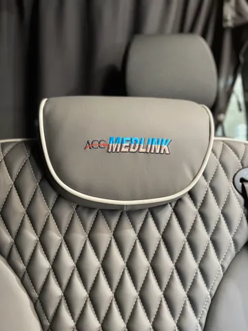 ACC Medlink's custom captain's seat for long-distance hospice transportation