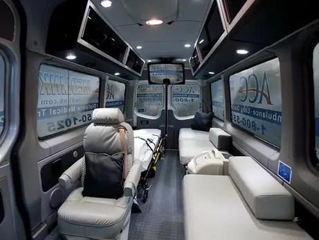 Non-Emergency Medical Transport - Interior view of Mercedes medical transport vehicle
